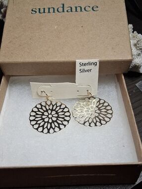 Sundance Sterling Sivler Filigree Disc Drop Earrings